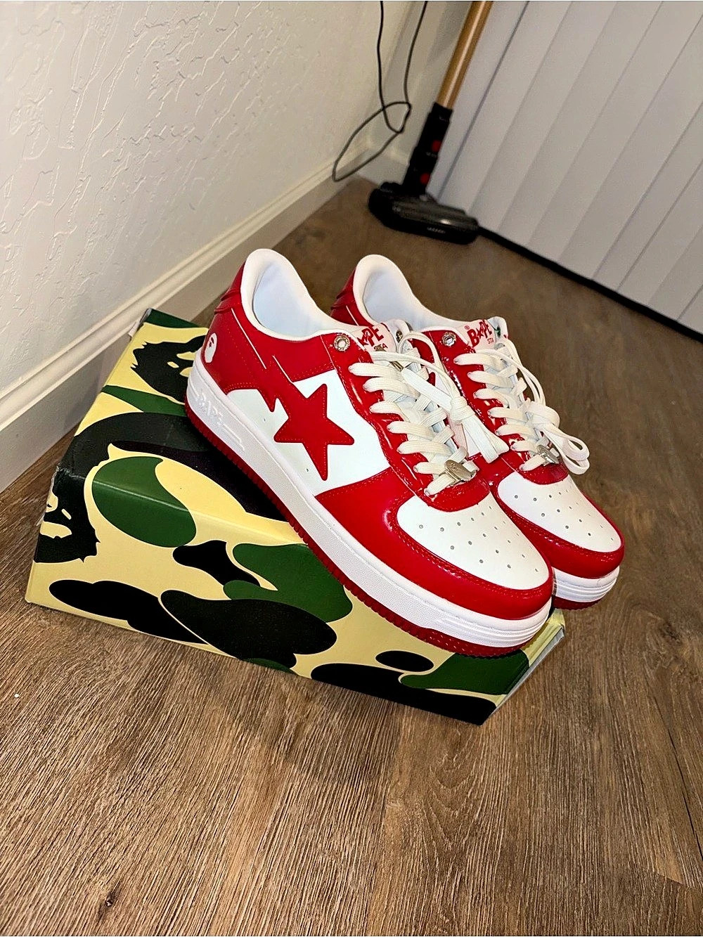 BAPE STA Red & White Sneakers Like New